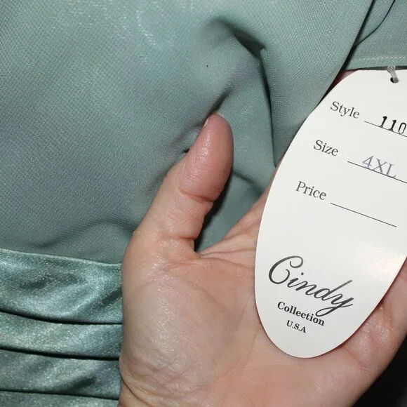 Cindy USA #1104 Chiffon and Satin Mother of the Bride-Size 4X-SEA GREEN-NWTags - Picture 5 of 5